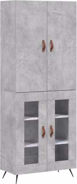 Berkfield Home Highboard in Concrete Grey, W/D/H: 69.5 x 34 x 180 cm