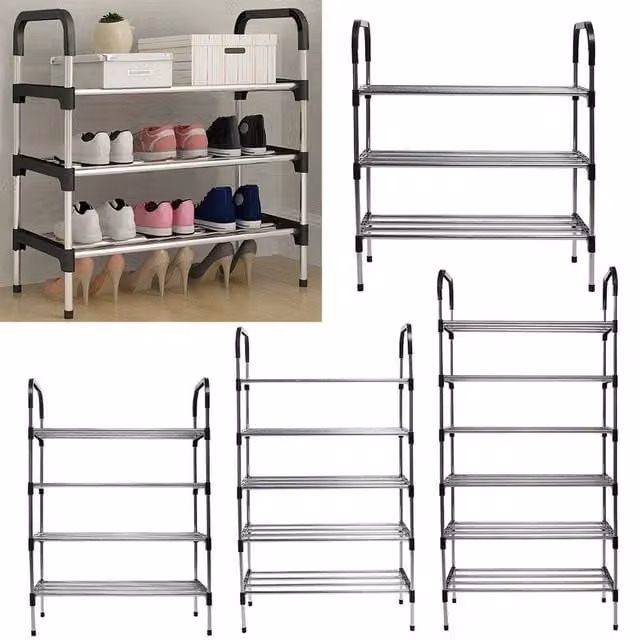 Kelvenix 4 Tier Metal Shoe Rack Stand Storage Organiser in Black – 1