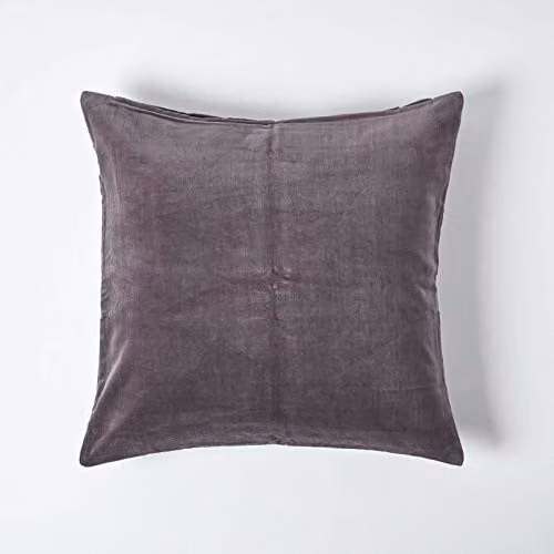 Homescapes Set of 2 Grey Cotton Velvet Square Cushion Covers, W/D/H: 40 x 40 x 40 cm – 3