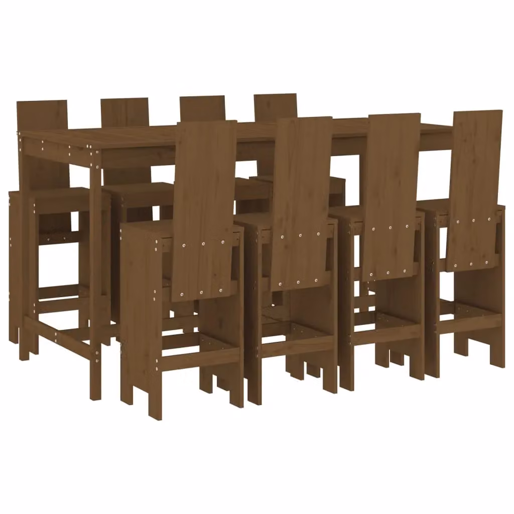 Berkfield Home 9 Piece Garden Bar Set in Honey Brown Solid Wood Pine