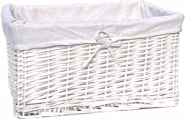 Topfurnishing White Willow Wicker Open Weave Storage Basket, Width: 39 cm