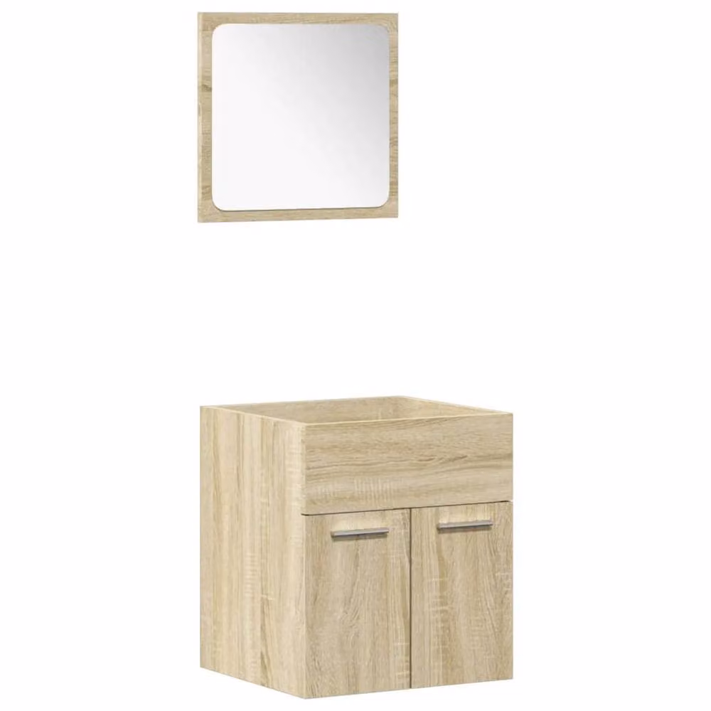 Berkfield Home 4 Piece Modern Bathroom Furniture Set in Sonoma Oak Brown – 2