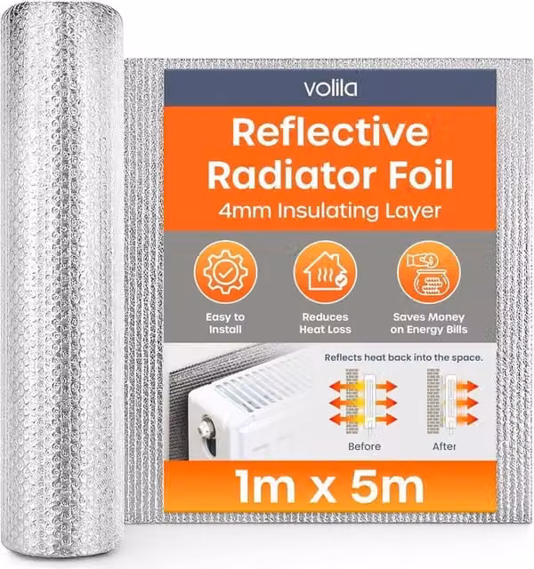 volila Radiator Foil Insulation Roll, Silver, W: 60 cm, H: 1005 cm