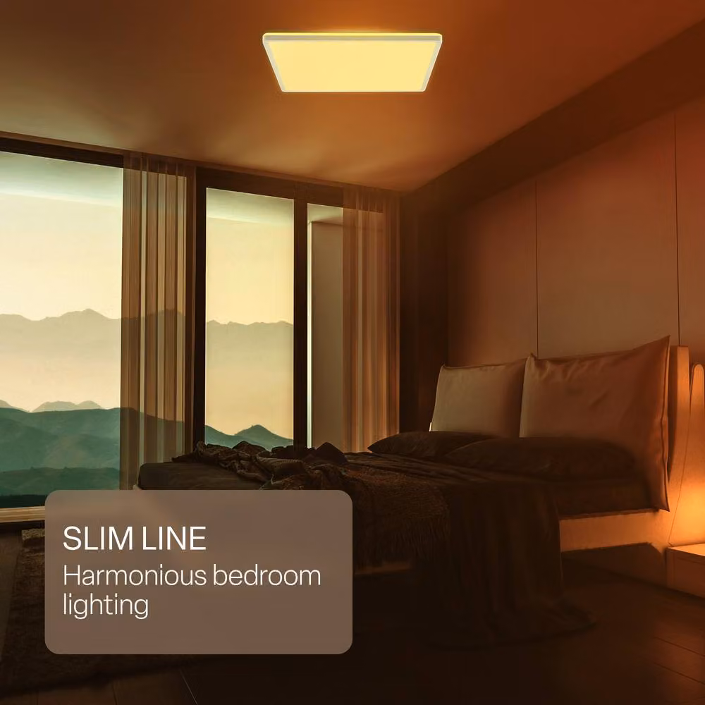 B.K.Licht White LED Slim Ceiling Panel Light with Remote Control, Dimmable CCT, IP44, W/D/H: 42 x 42 x 3 cm – 9