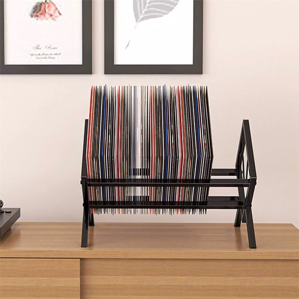 SPETLEK Metal Record Holder Black Freestanding Vinyl Storage Organizer for 80-100 LPs – 3