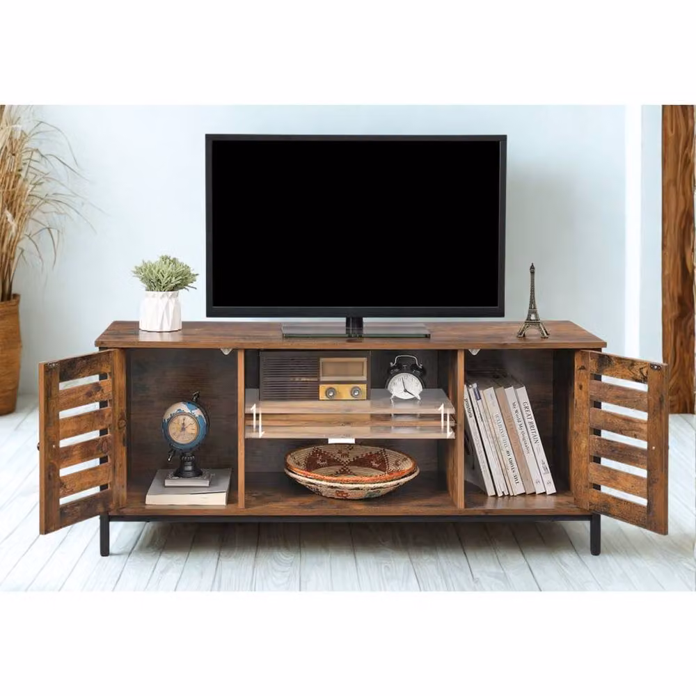 Pirlo Plush Industrial TV Stand Unit with Storage in Brown – 5