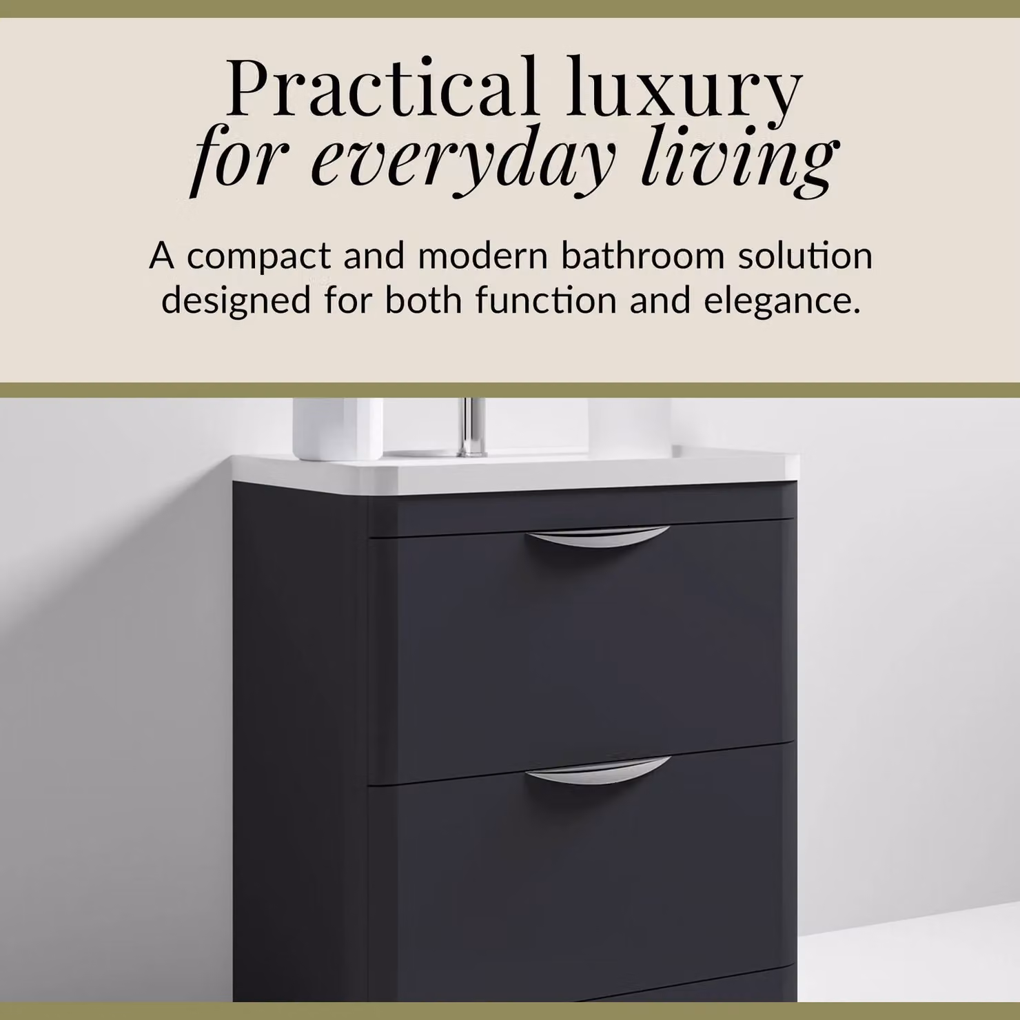 Balterley Modern 2 Drawer Bathroom Vanity Unit and Basin in Matt Dark Grey – 3