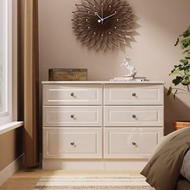 Ready Assembled 2 U Stratford 6 Drawer Wide Chest in Taupe – 1