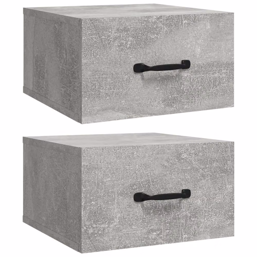 Berkfield Home Wall-mounted Bedside Cabinets, 2 Piece Set, Concrete Grey, W/D/H: 35 x 35 x 20 cm – 2