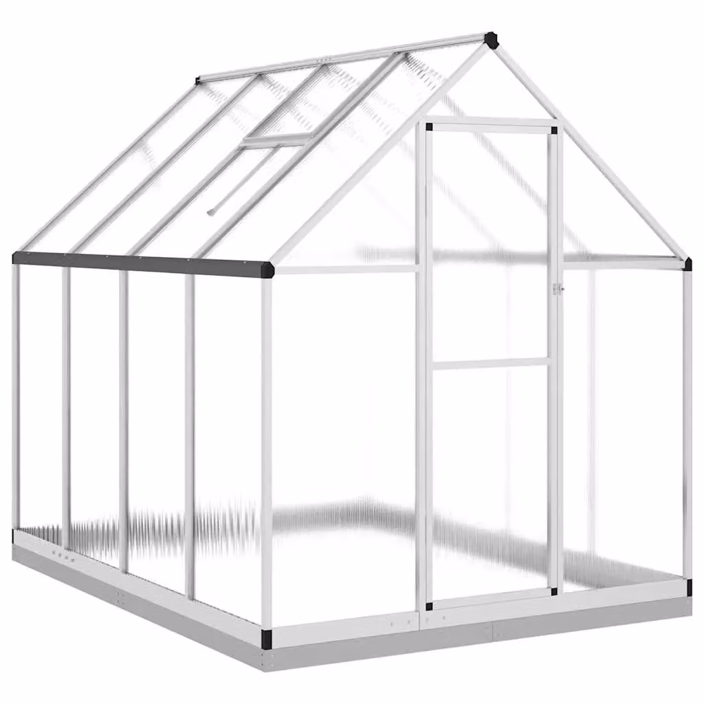 Berkfield Home Silver Aluminium Greenhouse with Polycarbonate Panels and Base Frame, W/D/H: 224 x 169 x 202 cm – 2
