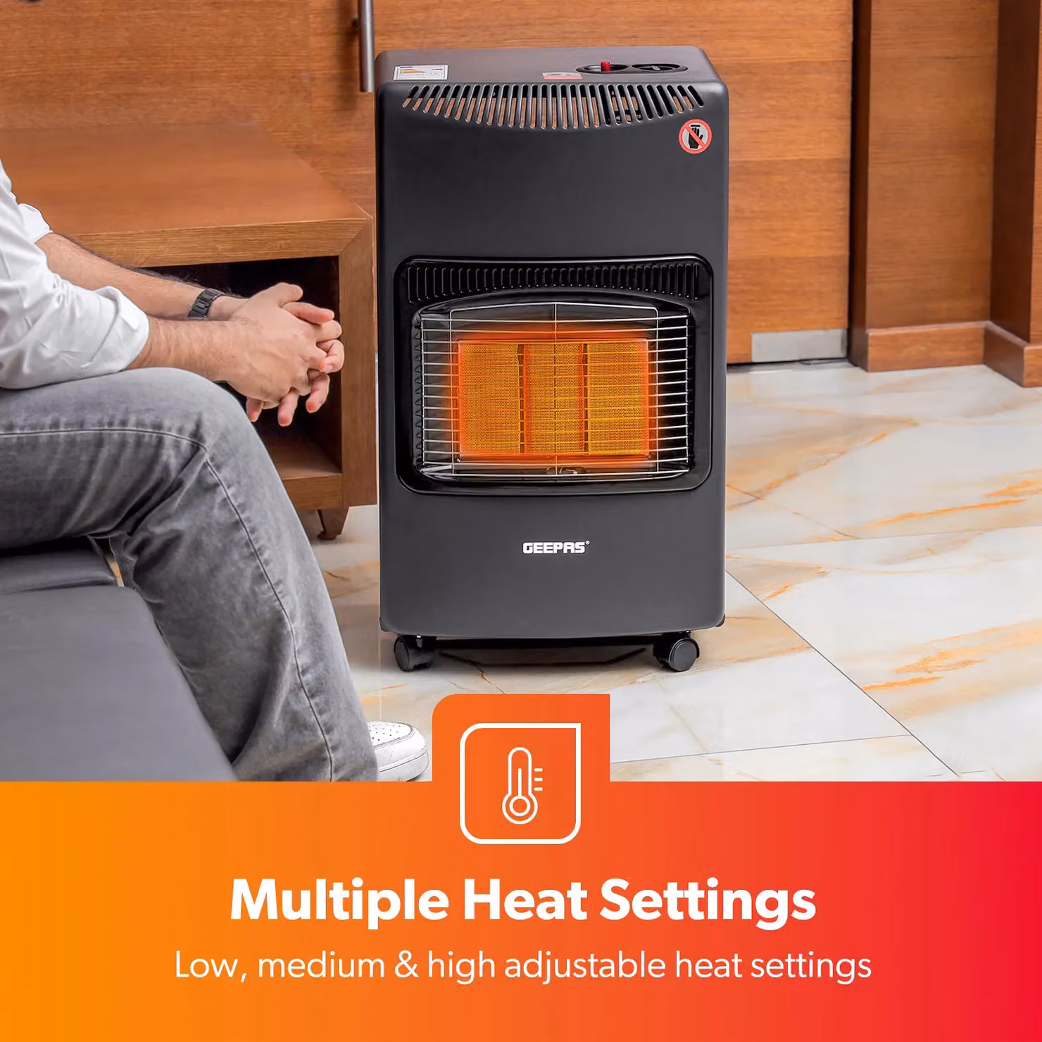 Geepas 4.2kW Portable Indoor Butane Gas Space Heater with Regulator and Hose, Black – 2