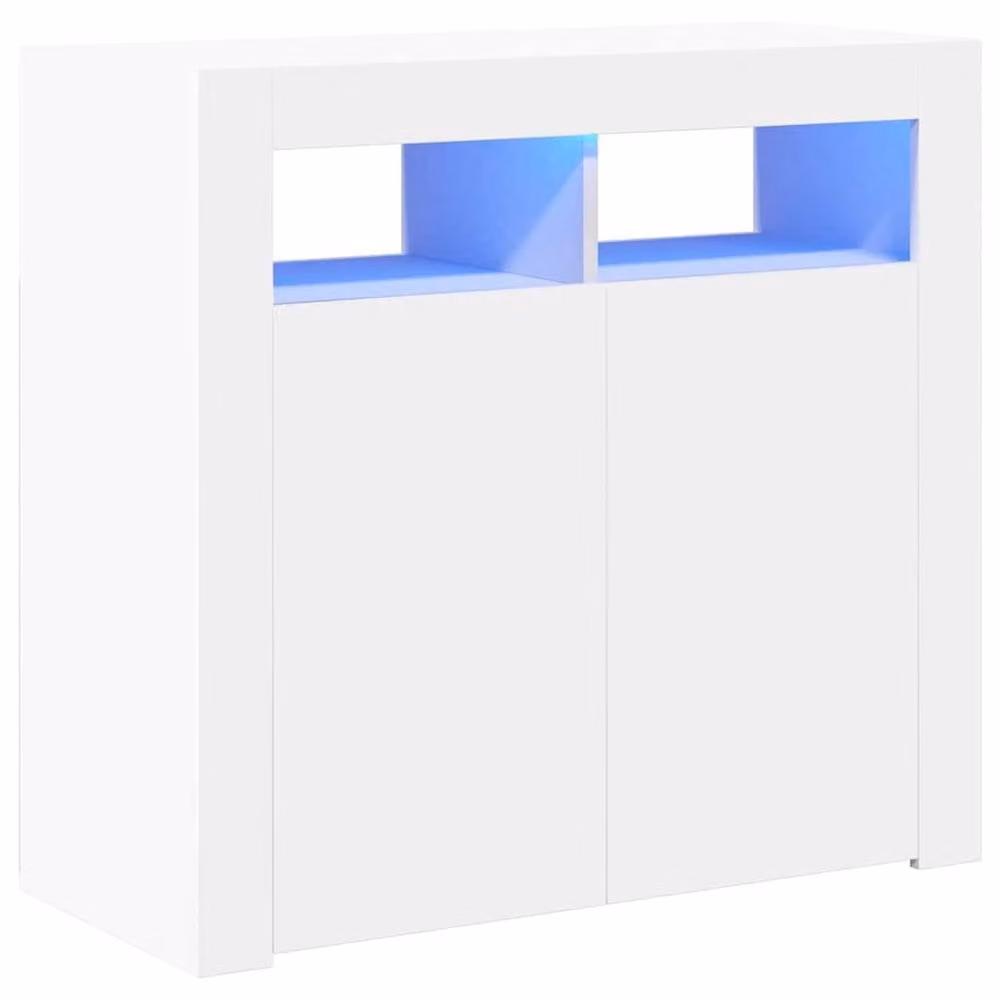 Berkfield Home Modern White Glossy Sideboard with Integrated LED Lights W/D/H: 80 x 35 x 75 cm – 1