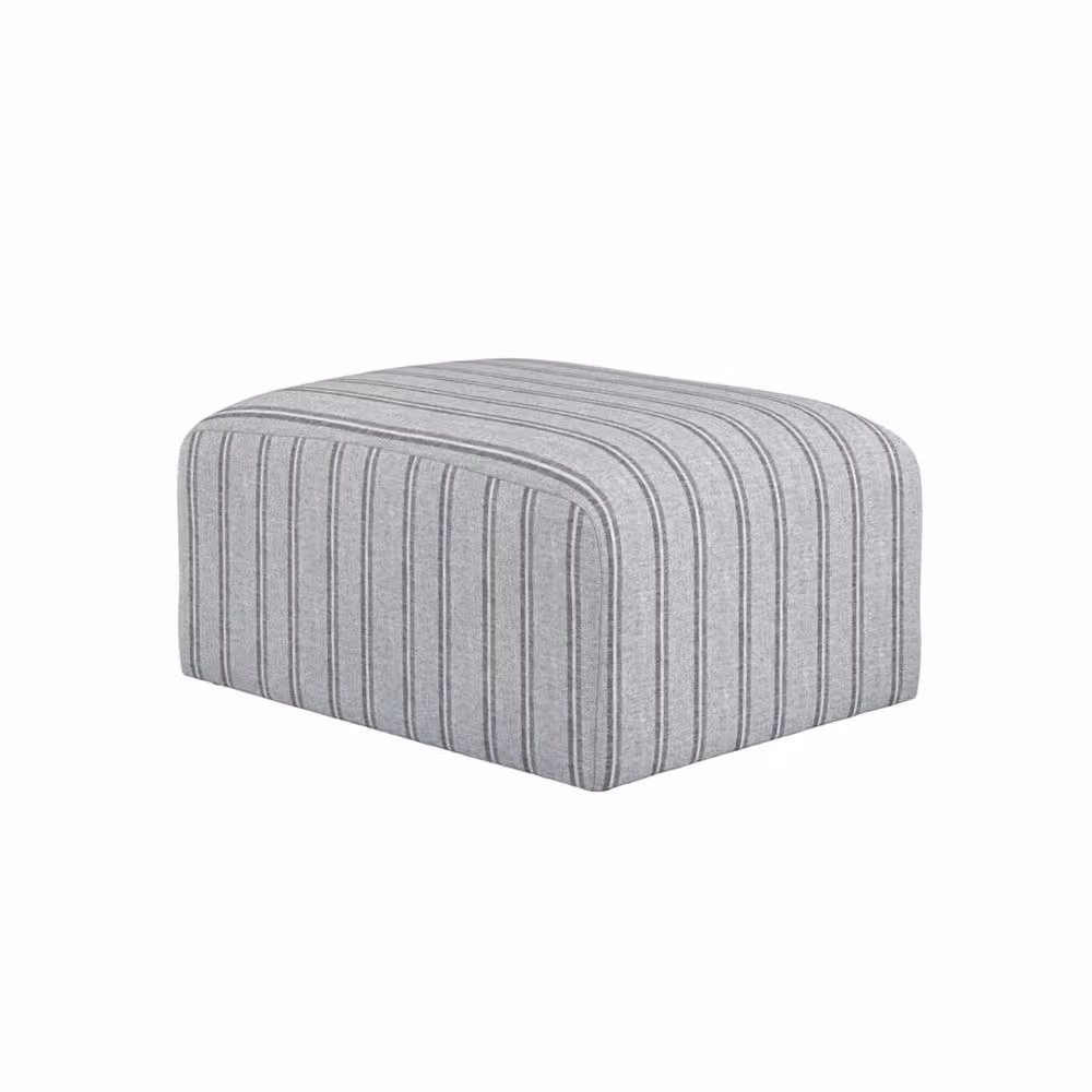 Wyld Haus Malmo Grey Striped Cotton-Blend Upholstered Rectangular Pouffe – 2