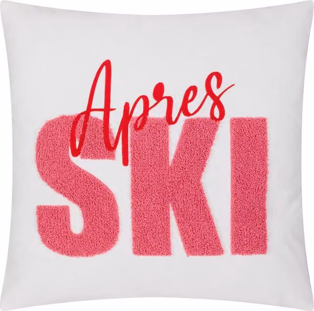 Apres Ski Tufted Square Cushion in White Polyester