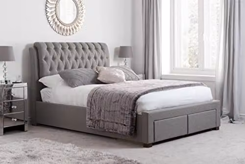 Birlea Valentino Upholstered Storage Bed with Drawers in Grey, 140 x 200 cm – 1