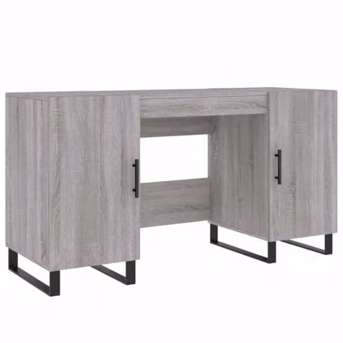 vidaXL Writing Desk in Grey Sonoma, W/D/H: 140 x 50 x 75 cm, Engineered Wood and Metal