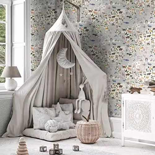 Holden Decor Animal Map World Globe Continents and Landmarks Wallpaper in Grey and Multicolour – 2