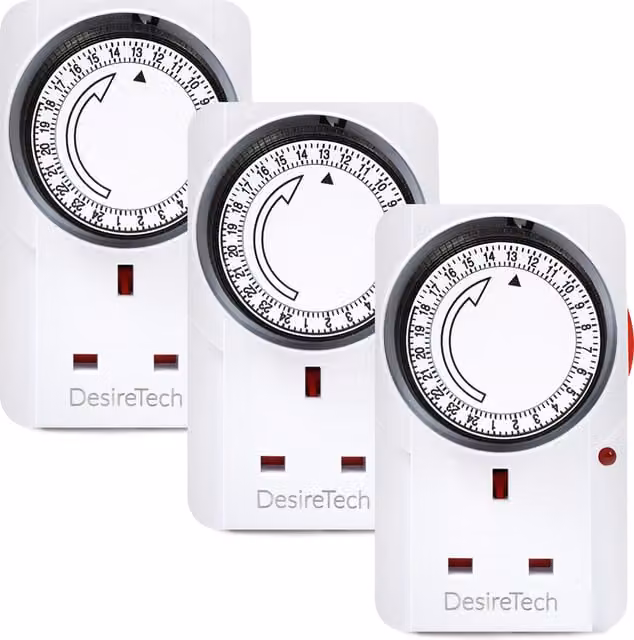 DESIRETECH Plug-In Timer Switch 3-Pack, White