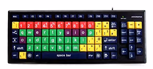 Accuratus Monster 2 USB-A Membrane Keyboard with Multicolour Lower Case Keys and 2-Port USB Hub, Black – 7