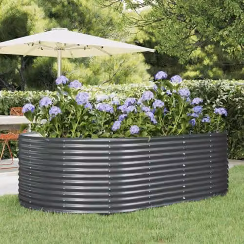 vidaXL Anthracite Steel Garden Planter Tub W: 140 cm, D: 140 cm, H: 68 cm – 2