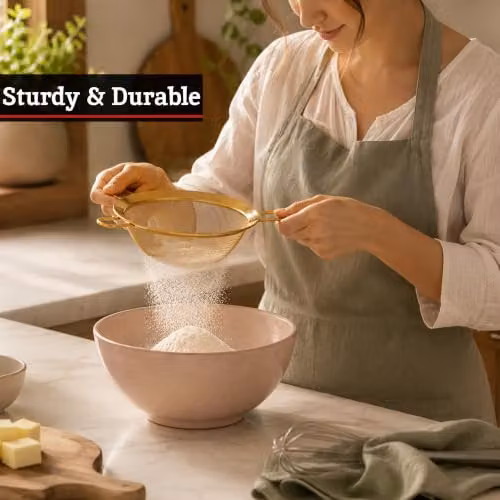 Orsina Gold Fine Mesh Stainless Steel Sieve with Handles, 14 cm – 5