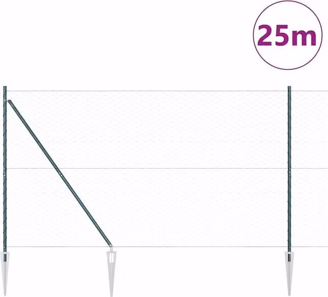 Berkfield Home Green Powder-Coated Metal Fencing Set of 2, W/D/H: 25 x 1.5 m – 1