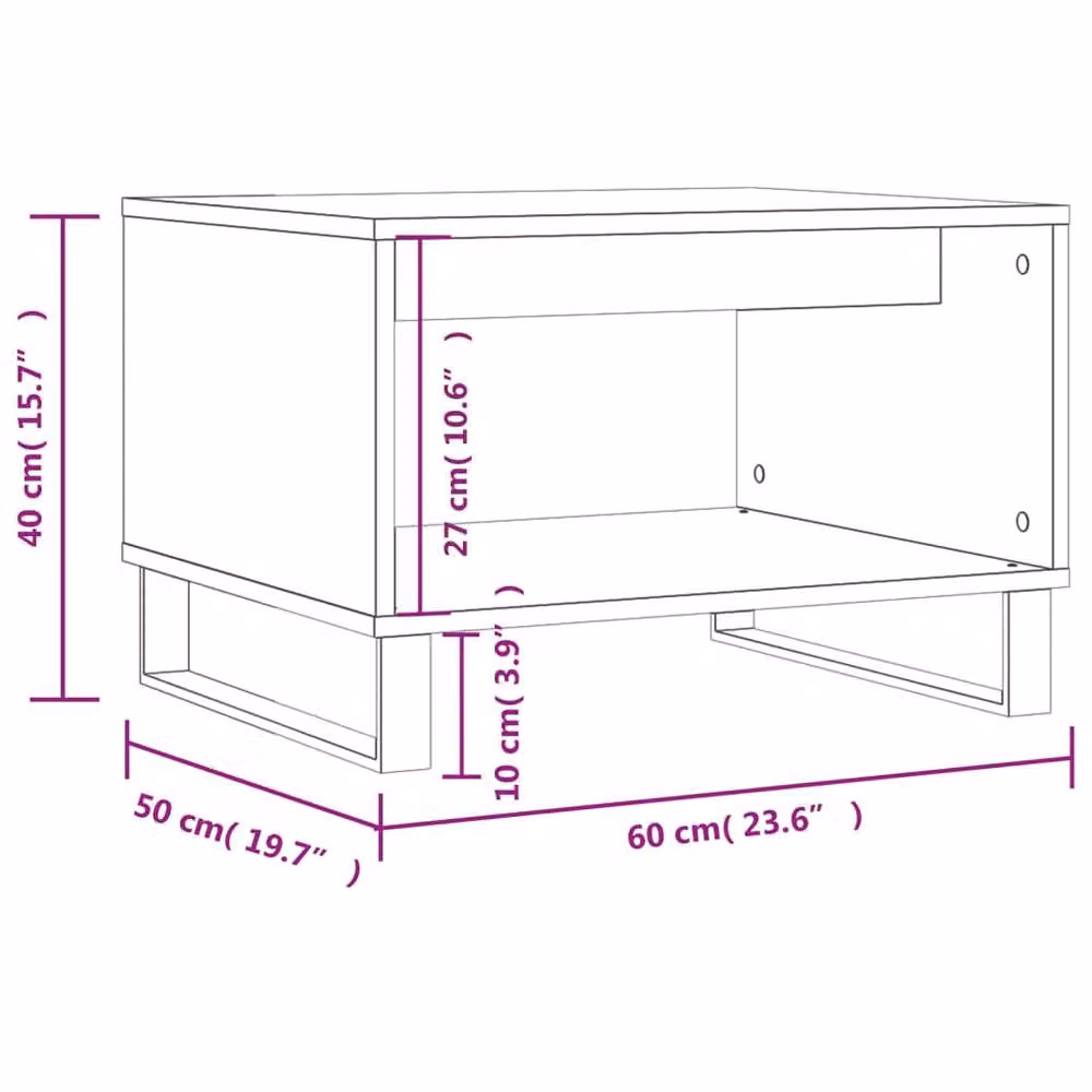 Berkfield Home Smoked Oak Coffee Table in Brown, W: 60 cm, D: 50 cm, H: 40 cm – 7