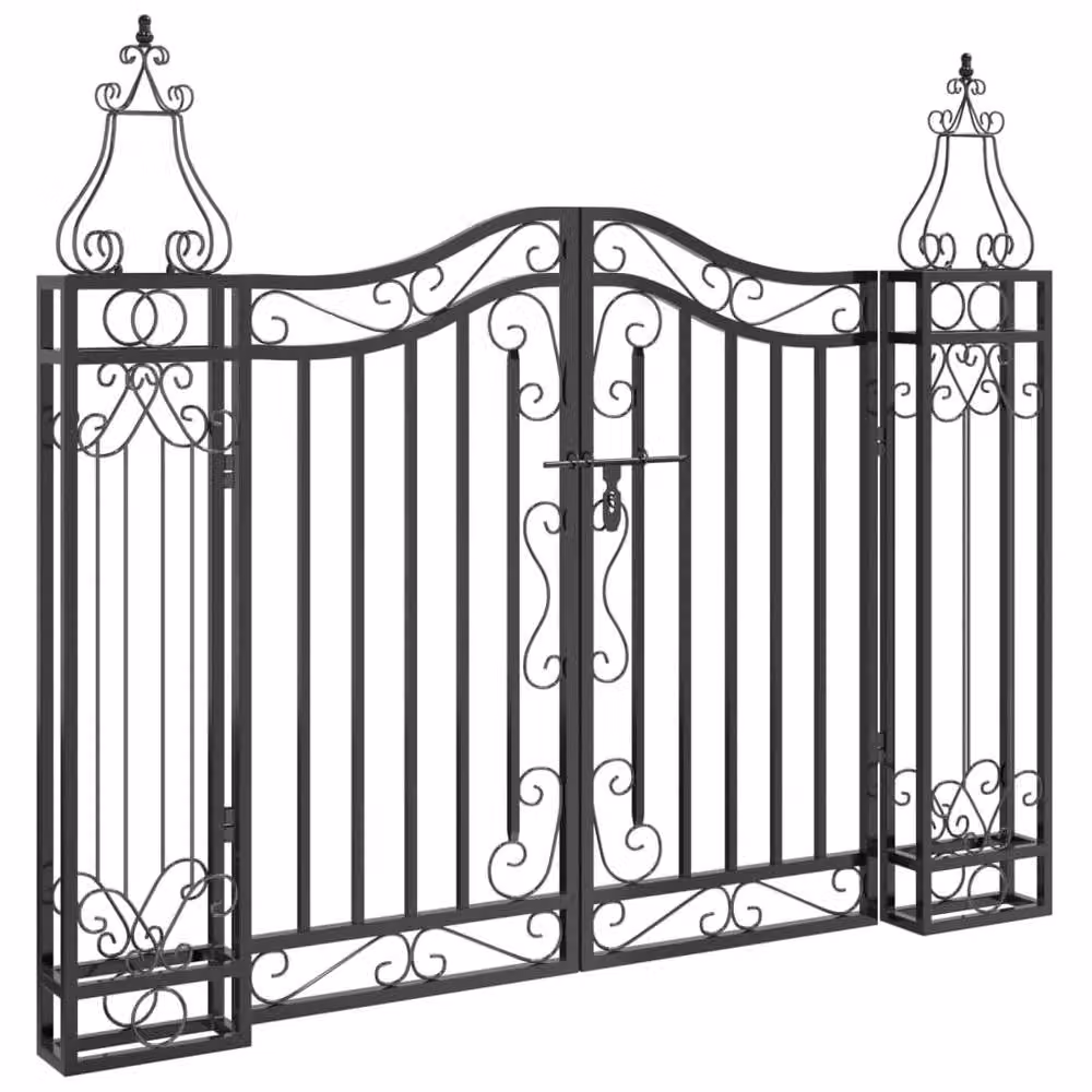 Berkfield Home Black Wrought Iron Swing Garden Gate, W/D/H: 121 x 8 x 100 cm – 2
