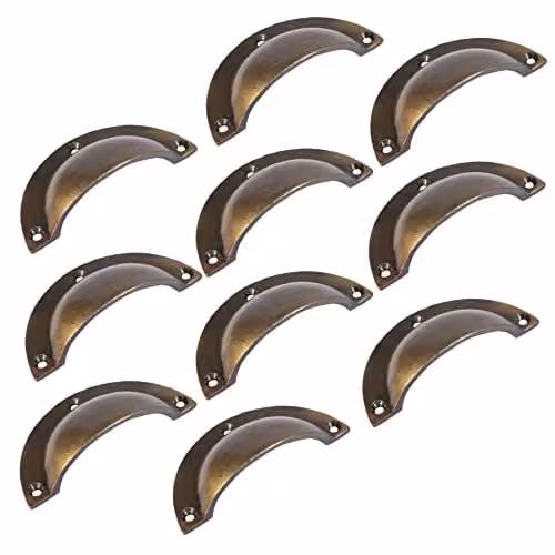 Hammer and Tongs Bow Curved Cabinet Drawer Pull in Brass, Pack of 10, W: 95 mm, H: 46 mm – 2