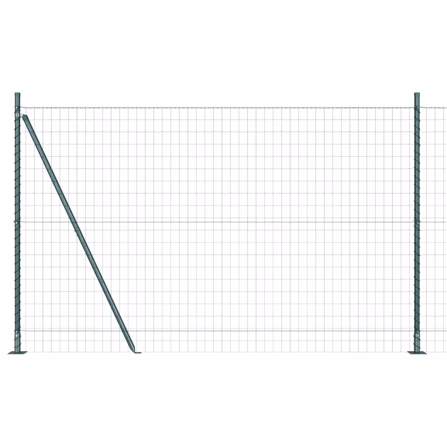 Berkfield Home Euro Fence with 7 Flanged Posts, Galvanised Steel, Silver, 1.6 x 10 m – 2