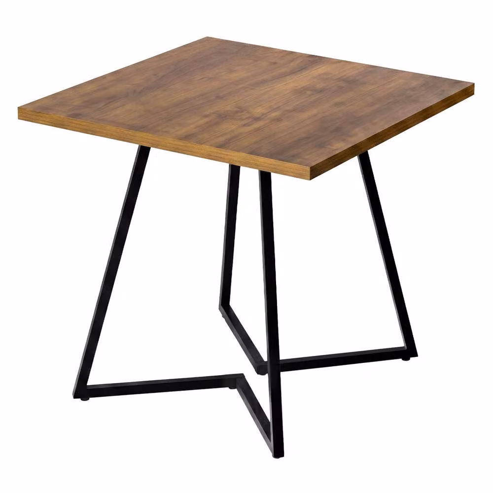 Levede Square Dining Table in Walnut Brown with Black Metal Frame, W/D/H: 80 x 80 x 75 cm – 2