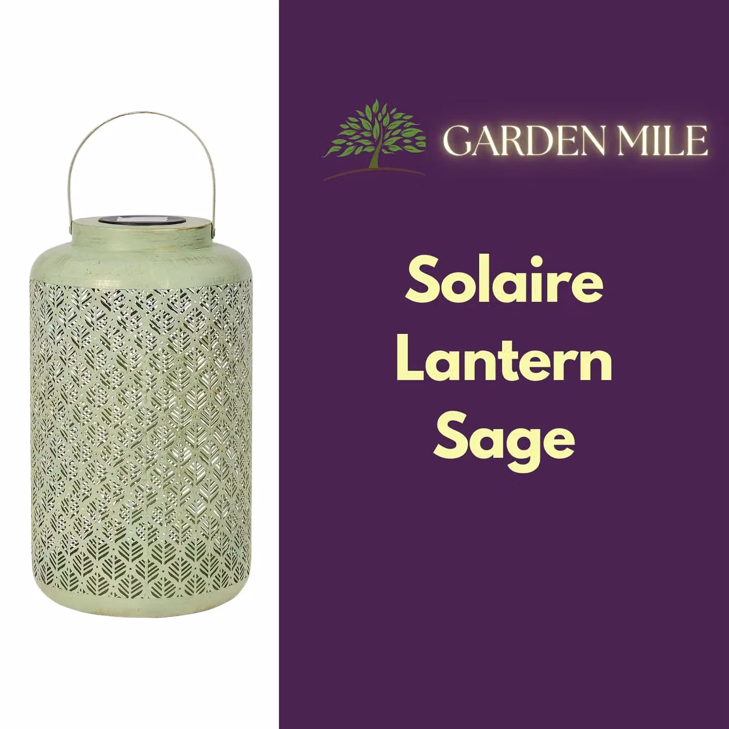 Marco Paul Green and Beige Silhouette Effect Solar LED Garden Lantern, Height: 36 cm – 3