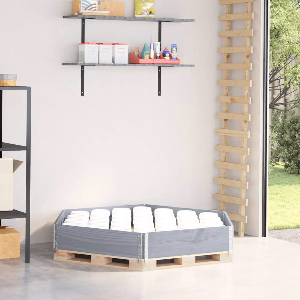 Berkfield Home Hexagon Raised Bed in Grey Solid Wood and Galvanised Steel, W/D/H: 160 x 160 x 21.5 cm – 2