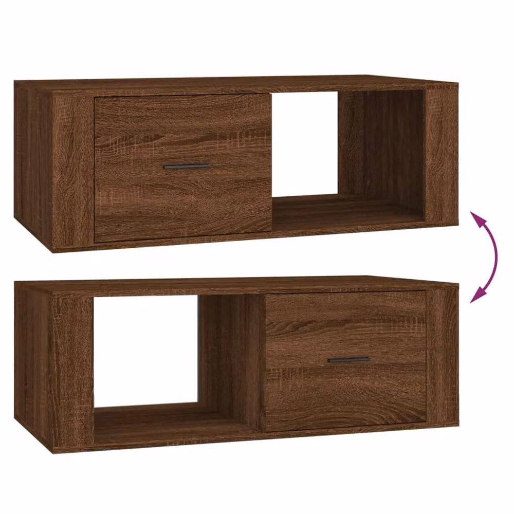 Berkfield Home Modern Rectangular Coffee Table in Brown Oak, W/D/H: 100 x 50.5 x 35 cm – 4
