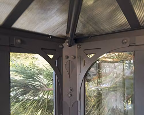 Palram Ledro 4300 Enclosed Garden Gazebo in Grey with Polycarbonate Roof, W/D/H: 295.5 x 430 x 274.5 cm – 3