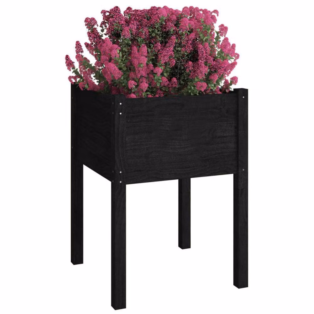 Berkfield Home Garden Black Solid Pinewood Planter Tubs, 2 Pack, W/D/H: 50 x 50 x 70 cm – 3