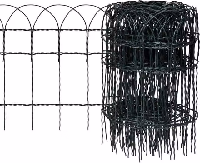Berkfield Home Garden Green Powder-coated Iron Border Fence 25 x 0.4 m