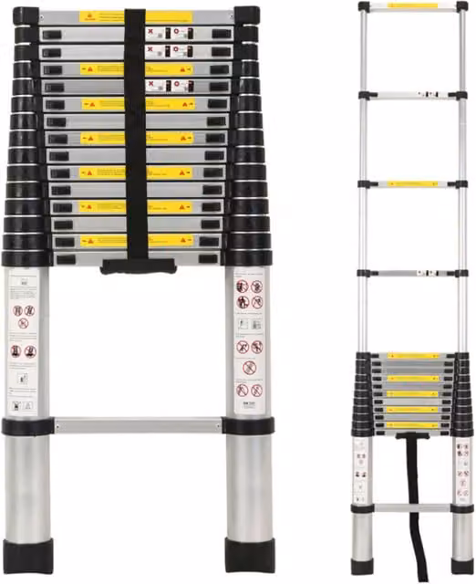 Samuel Alexander Silver Aluminium Telescopic Multi-Purpose Folding Ladder with Rubber Feet
