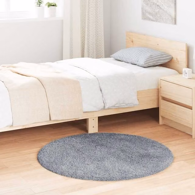 Berkfield Home NAVARRA Shaggy High Pile Rug, Silver Grey, W/D/H: 100 x 100 x 1 cm – 1