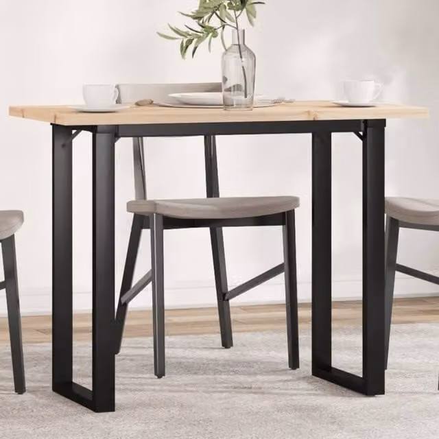 Berkfield Home O-Frame Rectangular Dining Table in Brown Solid Pine and Steel, W: 100 cm, D: 50 cm, H: 75.5 cm