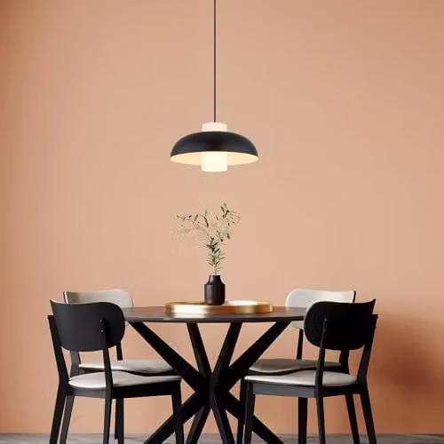Globo Lighting Black Matt Dome Pendant Light with Glass Shade and E27 Socket, Height: 38 cm, W/D/H: 38 x 38 x 38 cm – 6