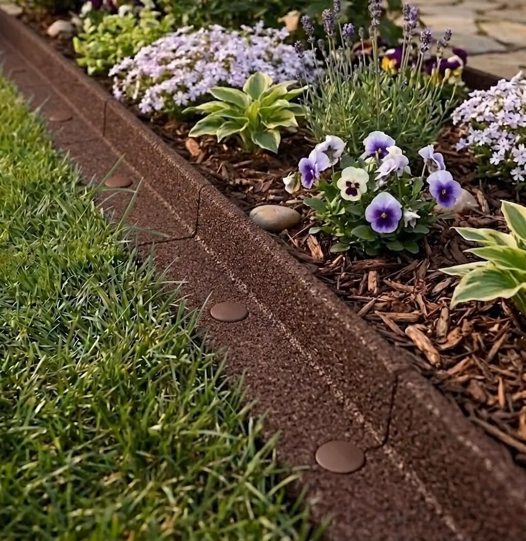 Monstershop Flexible Lawn Edging, 4.8m Total Length (Pack of 4 x 1.2m), Brown – 3