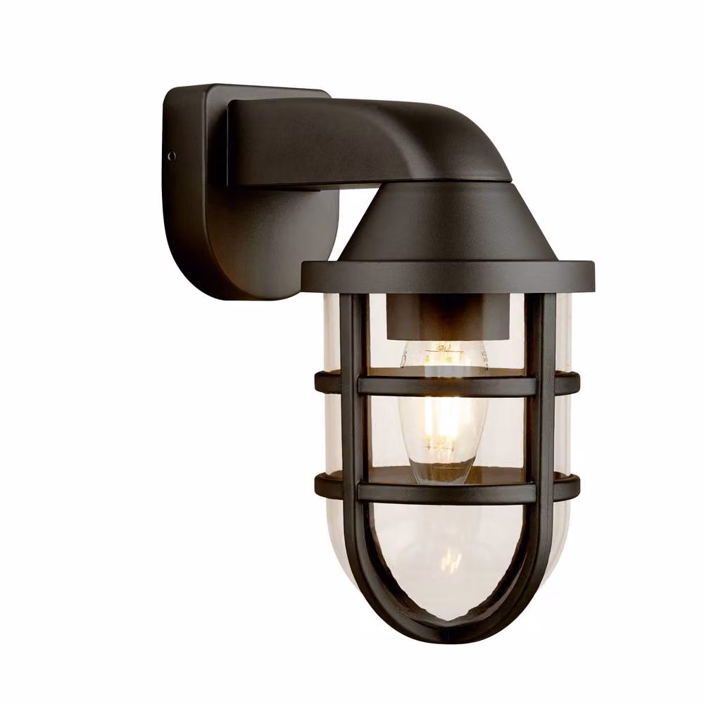 Lighting Collection Lighthouse Maritime Black Outdoor Wall Lantern with Transparent Glass – 3
