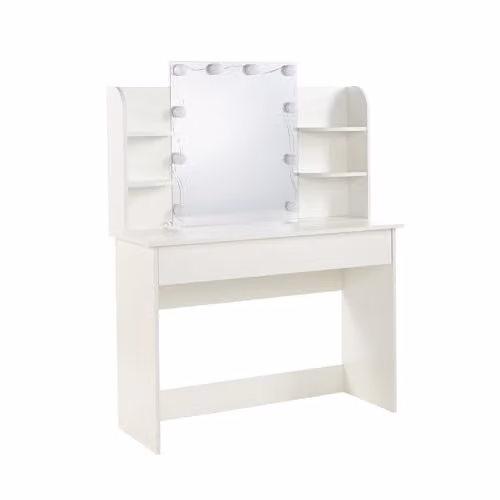 MMT Furniture Designs Ltd Moderna Dressing Table with LED Mirror and Folding Top in White, W/D/H: 108 x 40 x 135 cm – 1