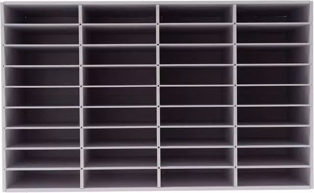 Ventryn 36 Slot Literature File Organizer and Office Mailbox Storage Rack in White