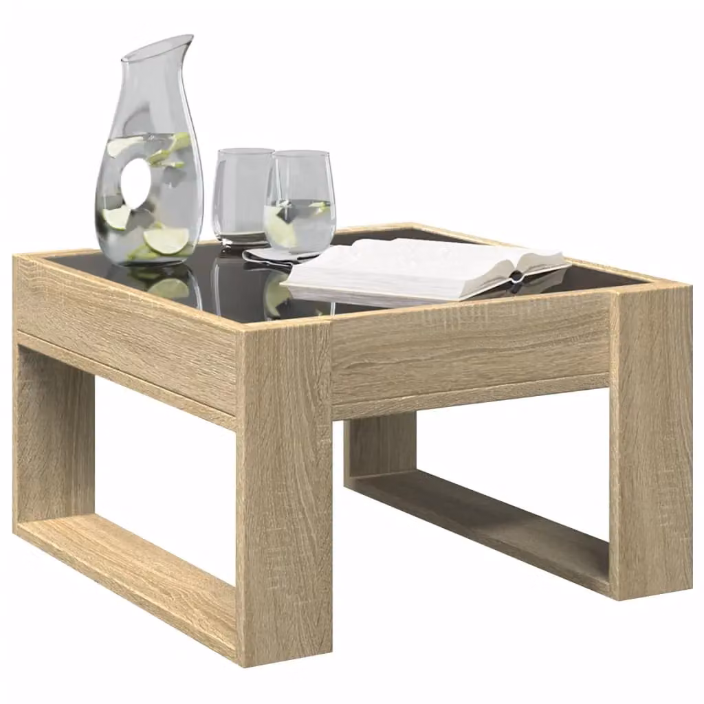 Berkfield Home Infinity LED Coffee Table in Sonoma Oak Brown, W/D/H: 50 x 53 x 30 cm – 4
