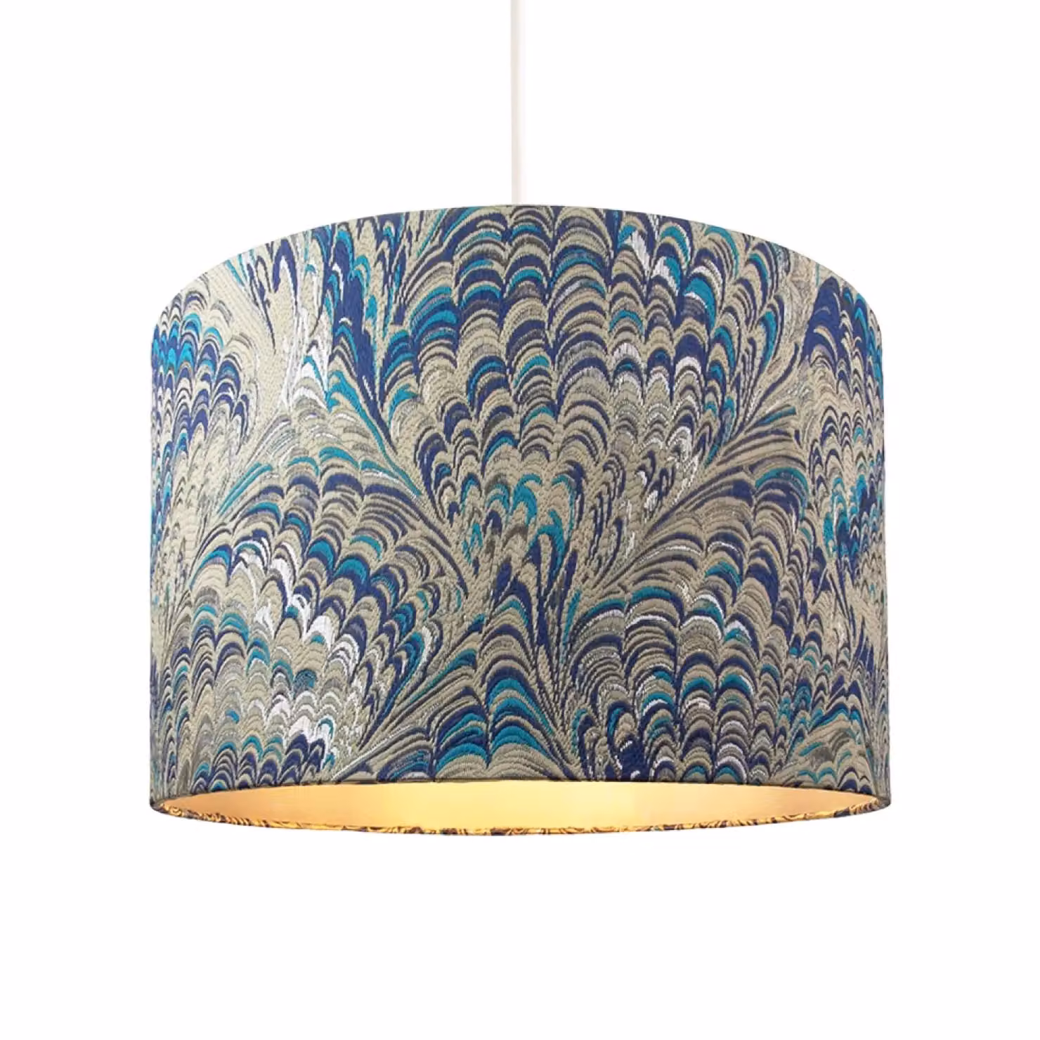 Happy Homewares Peacock Print Cotton Table or Pendant Lamp Shade in Multicolour, Diameter: 35.56 cm – 2