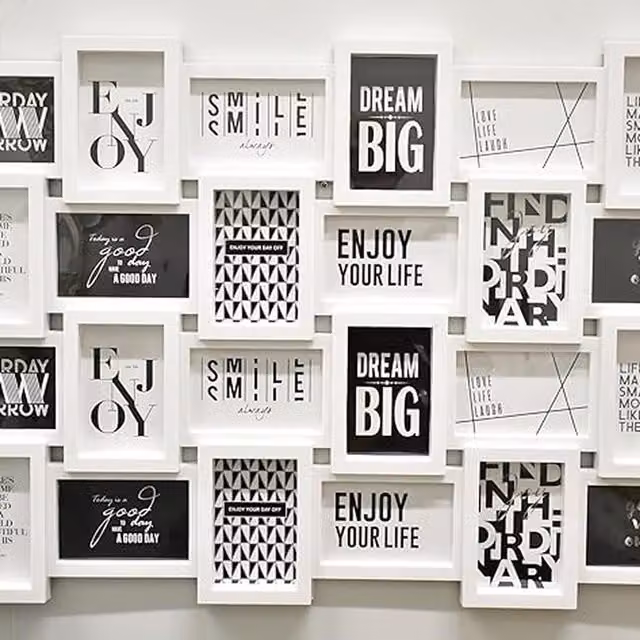 DEENZ White Multi Aperture Geometric Zig Zag Style Collage Photo Frame, W: 85.8 cm, H: 57.1 cm