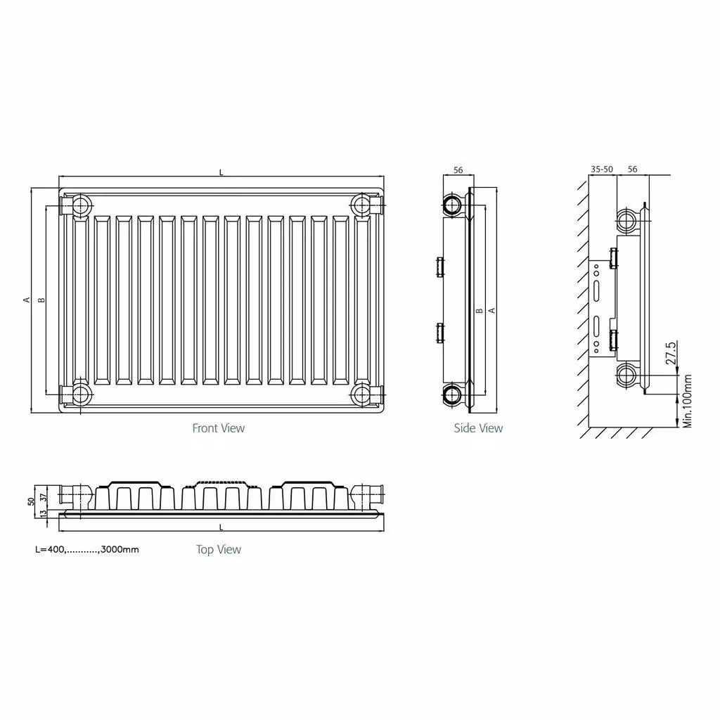 Clifton White Single Convector Panel Type 11 Radiator H 50 x W 140 cm – 2