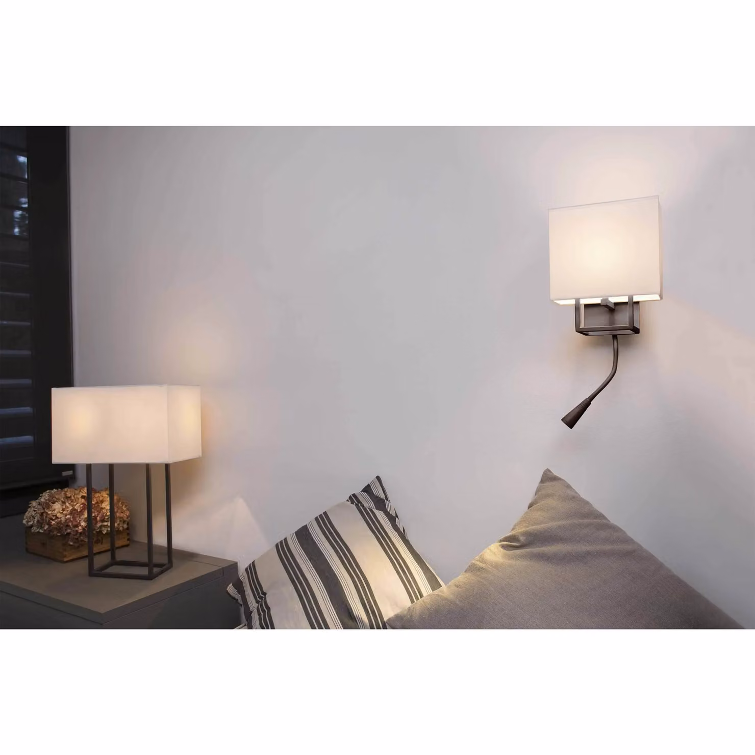 Netlighting Vesper Adjustable Reading Wall Lamp in Brown with Fabric Shade and E14 Socket – 4